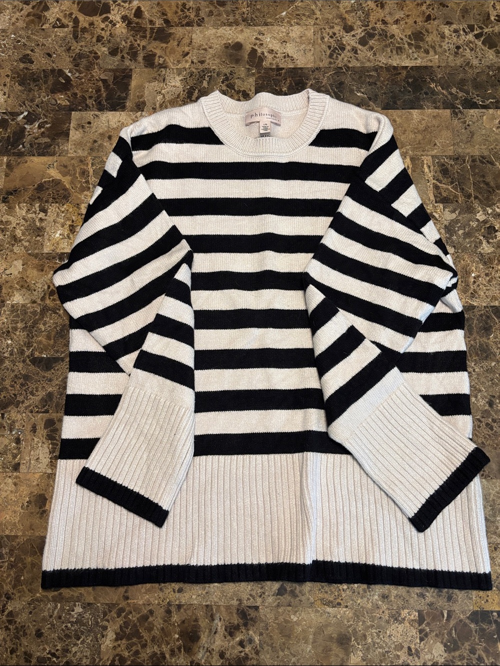 Striped Crewneck Sweater - Black and White